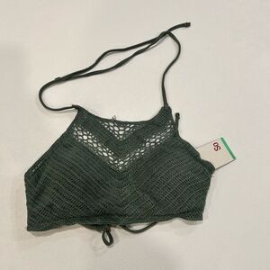 NWT SO Army green crochet bikini top size M kohls brand